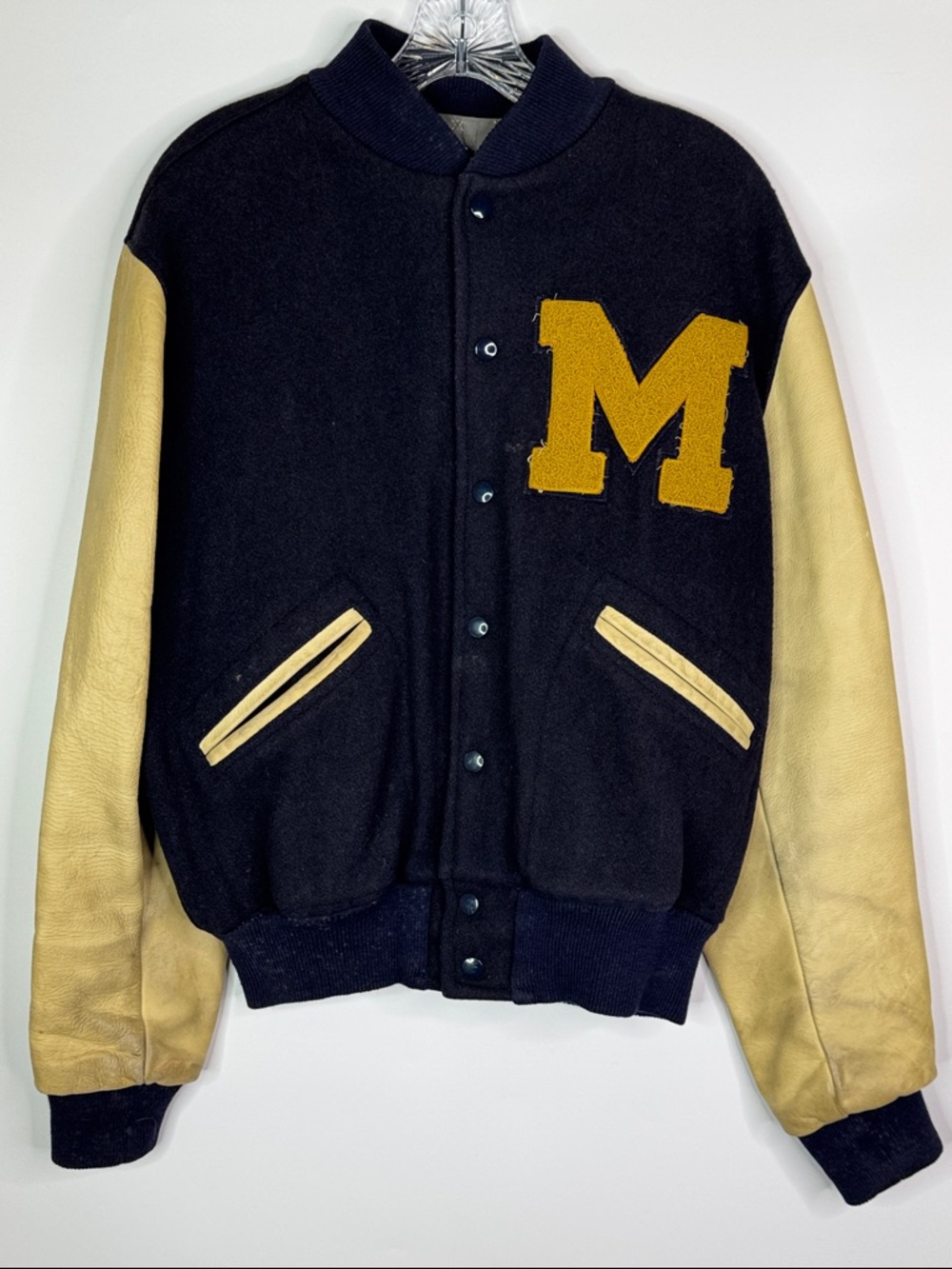 Vintage Wilson Varsity Letterman Jacket Leather Sleeves 50s Size 42